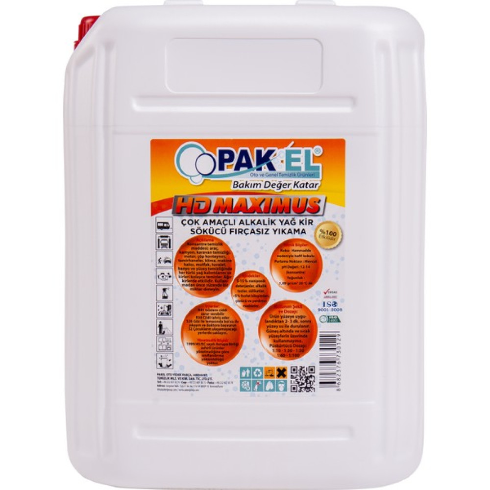 Pakel HD Maximus 20 Kg - Yağ Kir Sökücü, Fırçasız Yıkama Oto Genel Temizlik Fiyatı