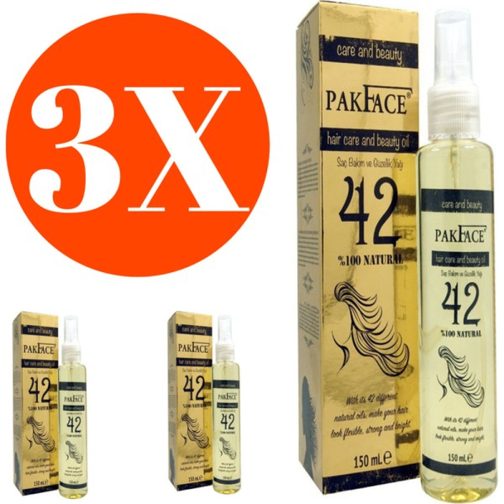 Pakface 42 Bitkili Saç Bakım Yağı 150 ml x 3 Saç Bakım Maskeleri & Serumlar & Spreyler Fiyatı