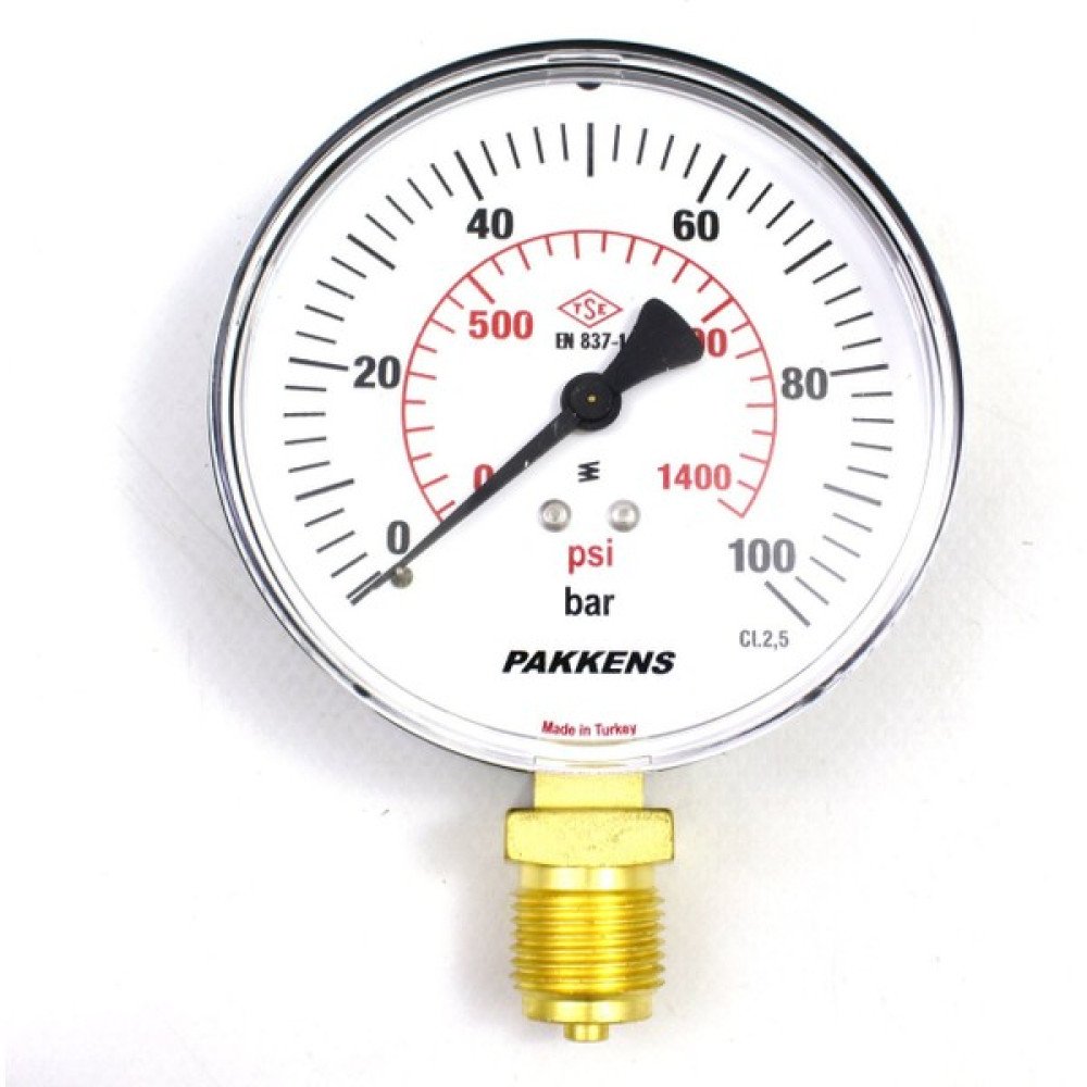 Pakkens 0-100 Bar 100 mm Alttan Bağlantılı Kuru Manometre G 1/2 inç Diğer Test ve Ölçüm Cihazları Fiyatı