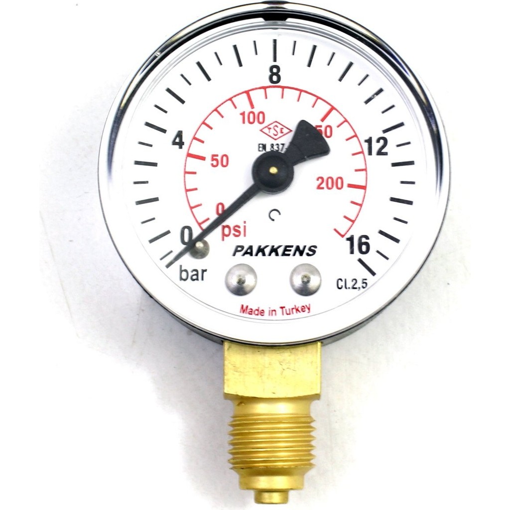 Pakkens 0-16 Bar 63 mm Alttan Bağlantılı Kuru Manometre G 1/4 inç Diğer Fiyatı