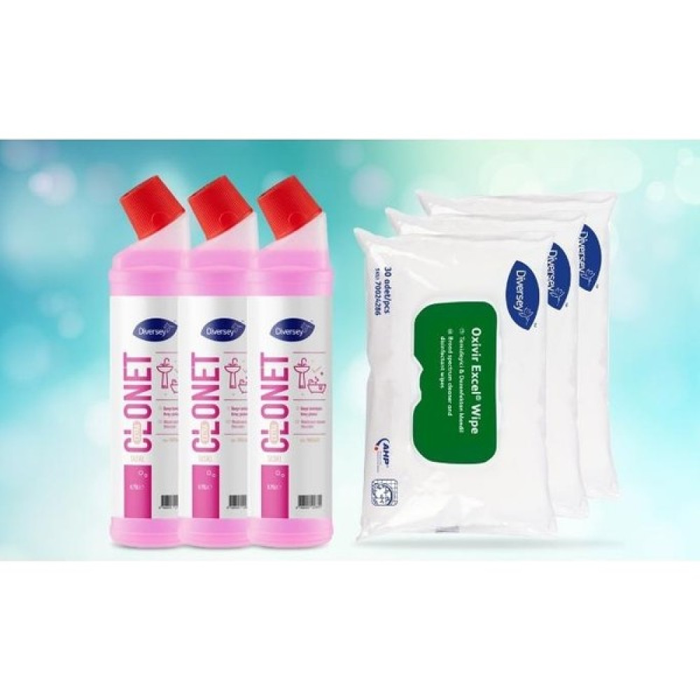 Pakline 3 Adet Taski Clonet Extra + 3 Adet Oxivir Excel Wipe 30 Lu Dezenfektanlı Mendil Parlatıcı ve Temizleyiciler Fiyatı