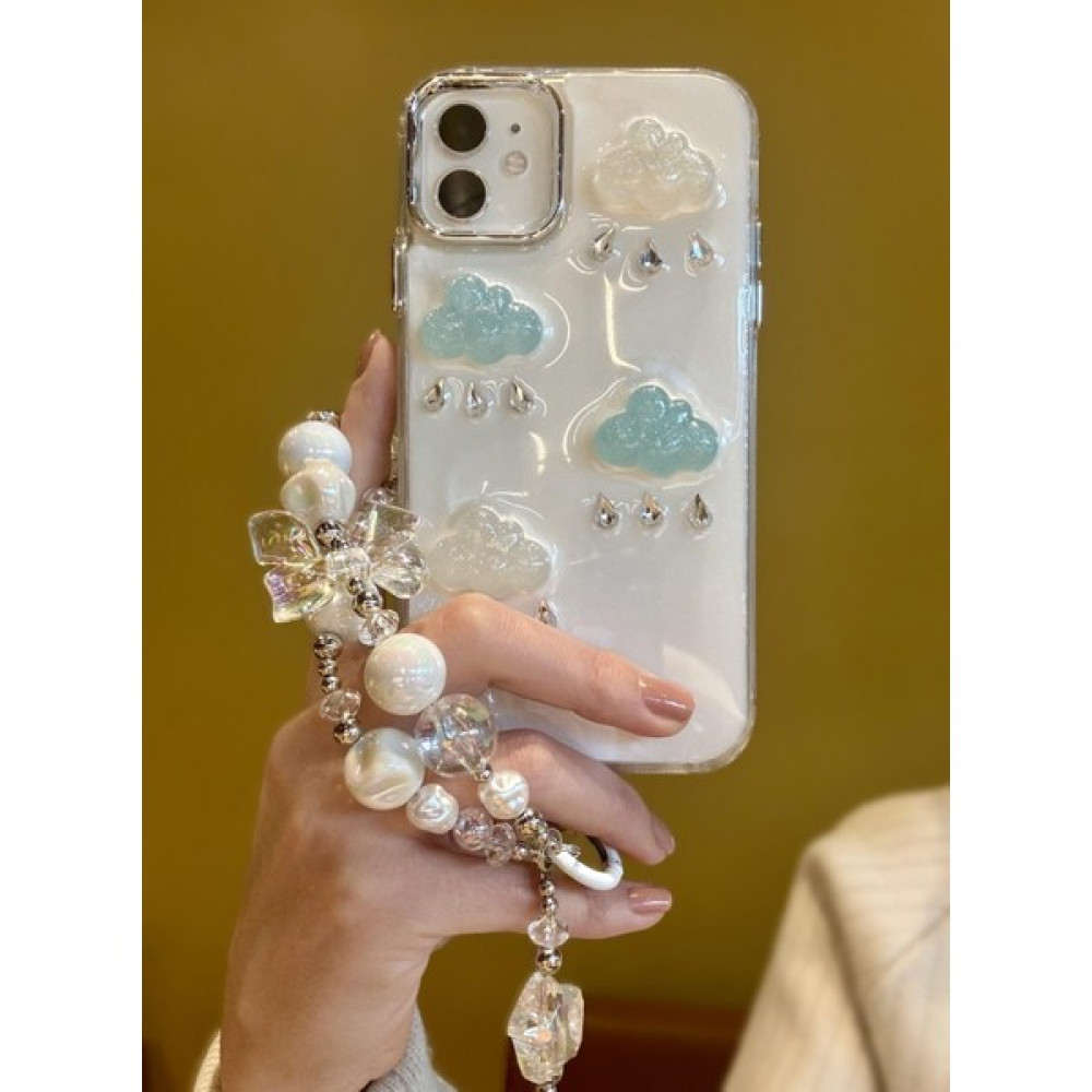 Paladyum Case Apple iPhone 11 Uyumlu Lux Işıltılı Inci Charmlı Bulutlu Kılıf - Beyaz Cep Telefonu Kılıfı Fiyatı