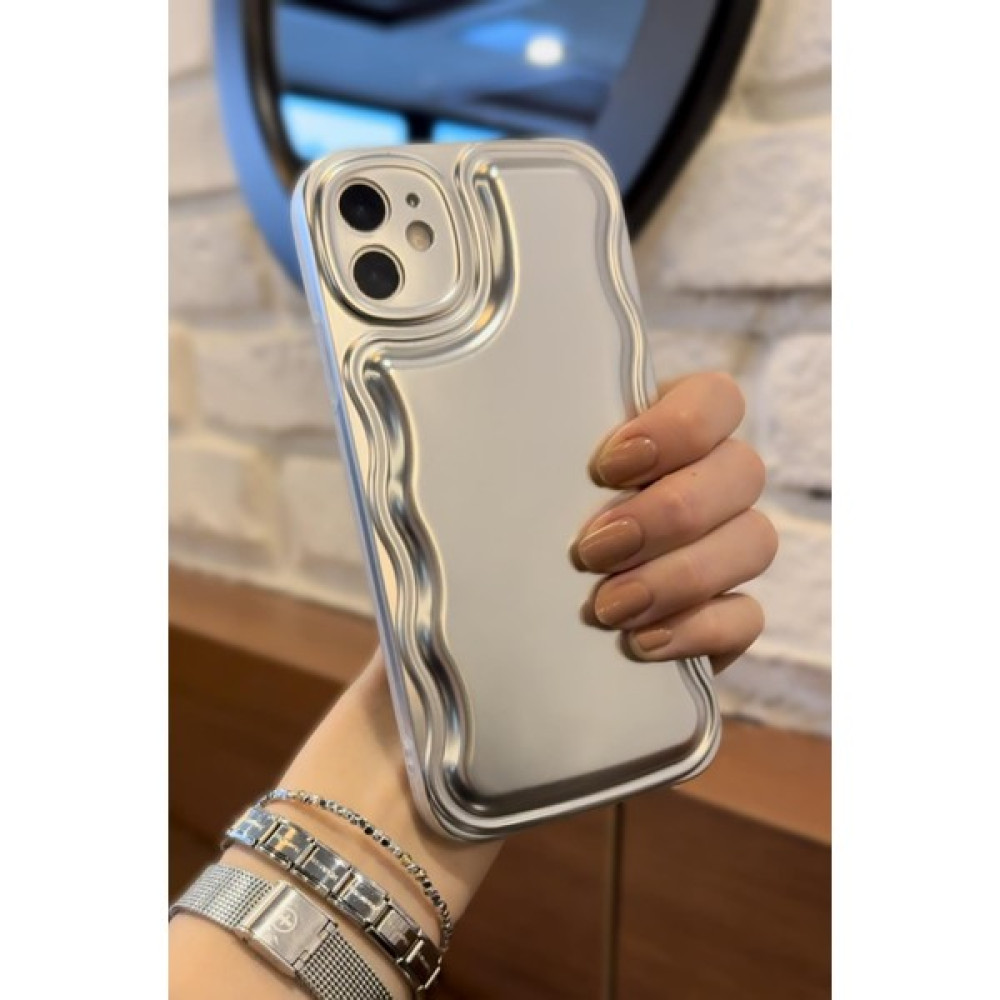 Paladyum Case Apple iPhone 11 Uyumlu Zigzaglı Dalgalı Gümüş Puf Kılıf Cep Telefonu Kılıfı Fiyatı