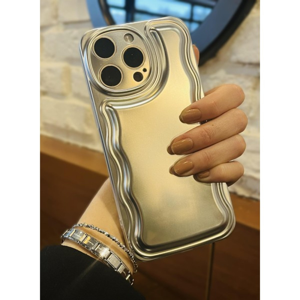 Paladyum Case Apple iPhone 14 Promax Uyumlu Zigzaglı Dalgalı Gümüş Puf Kılıf - iPhone 14 Pro Max Cep Telefonu Kılıfı Fiyatı
