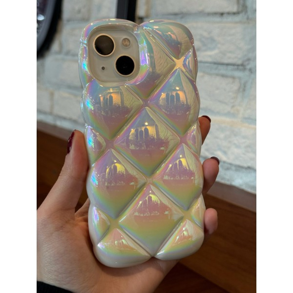 Paladyum Case Apple iPhone 14 Uyumlu Beyaz Hologramlı Baklava Dilimli Puf Kılıf Cep Telefonu Kılıfı Fiyatı