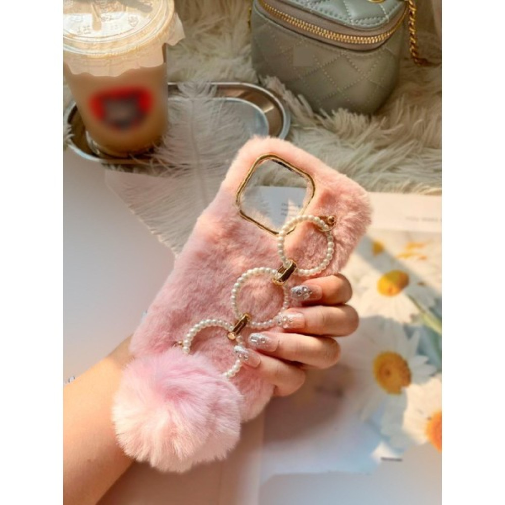 Paladyum Case Apple iPhone 15 Pro Uyumlu Pembe Ponponlu Peluş Kılıf Cep Telefonu Kılıfı Fiyatı