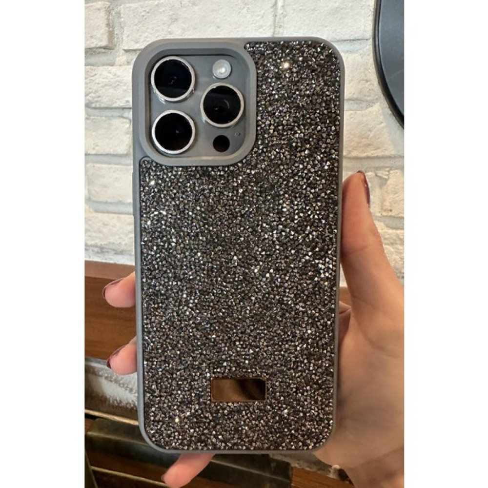 Paladyum Case Apple iPhone 15 Promax Uyumlu Gri Taşlı Kılıf - iPhone 15 Pro Max Cep Telefonu Kılıfı Fiyatı