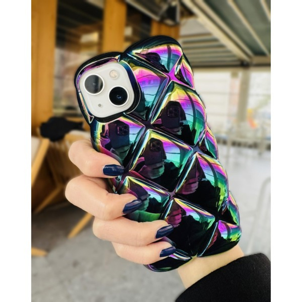 Paladyum Case iPhone 13 Uyumlu Siyah Hologramlı Baklava Dilimli Puf Kılıf Cep Telefonu Kılıfı Fiyatı