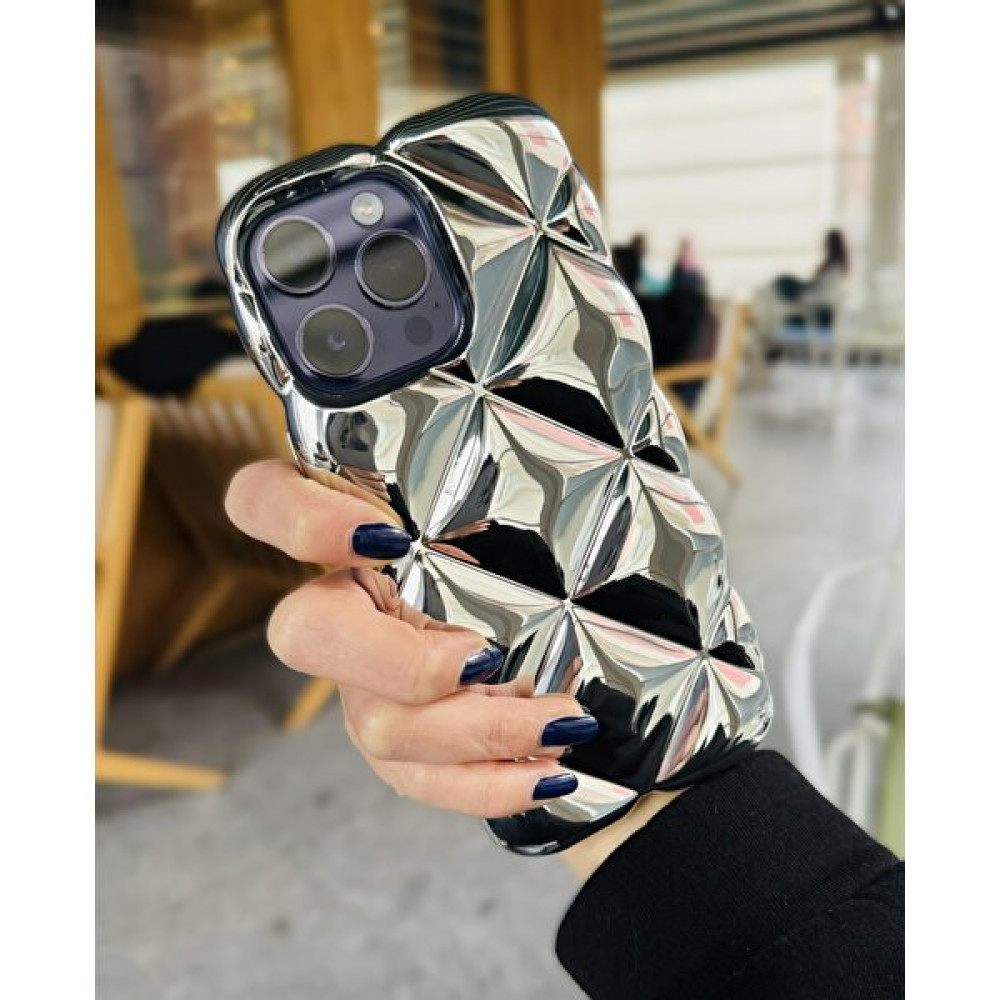 Paladyum Case iPhone 14 Promax Uyumlu Gümüş Baklava Dilimli Puf Kılıf Cep Telefonu Kılıfı Fiyatı
