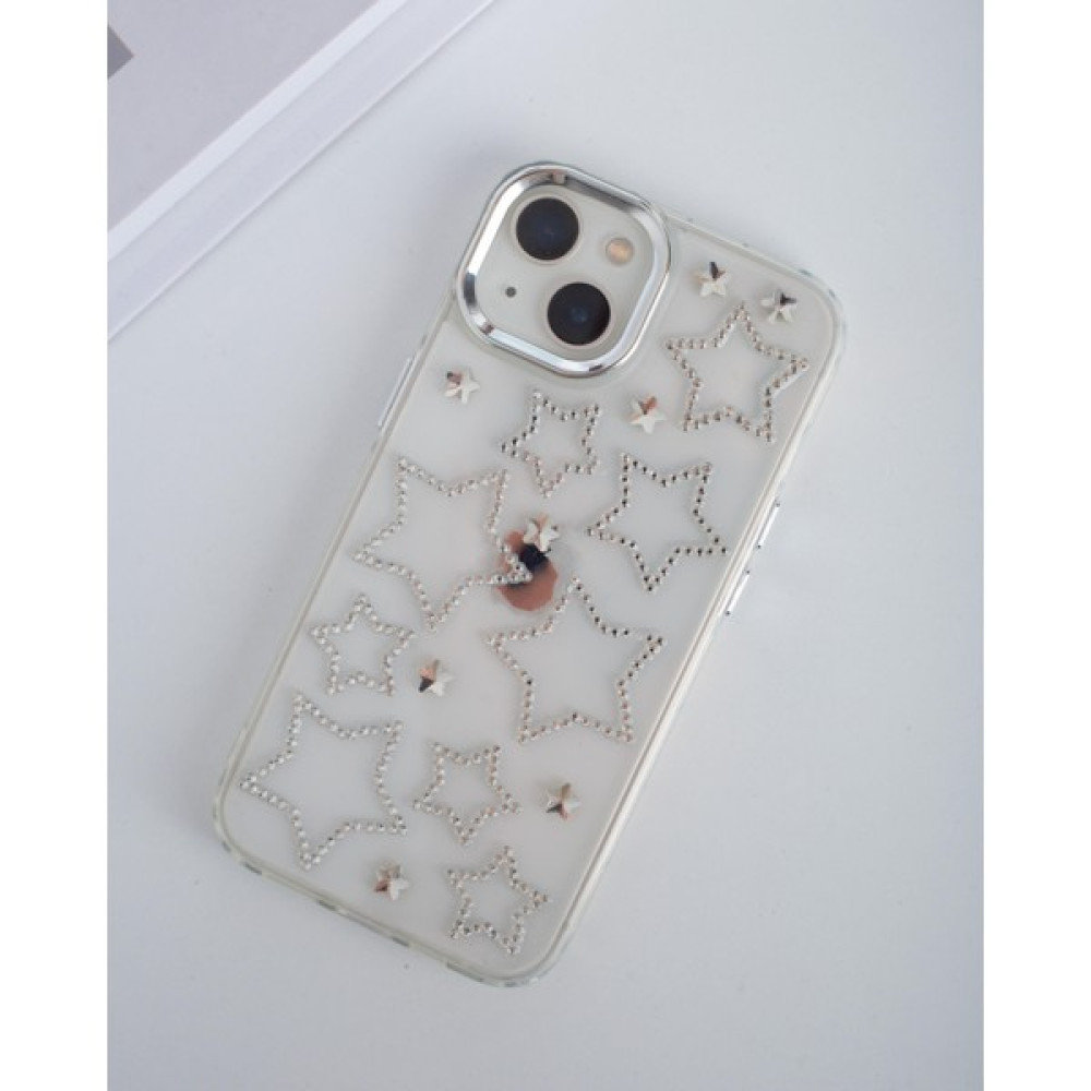 Paladyum Case iPhone 15 Uyumlu Gümüş Yıldızlı Şeffaf Kılıf Cep Telefonu Kılıfı Fiyatı