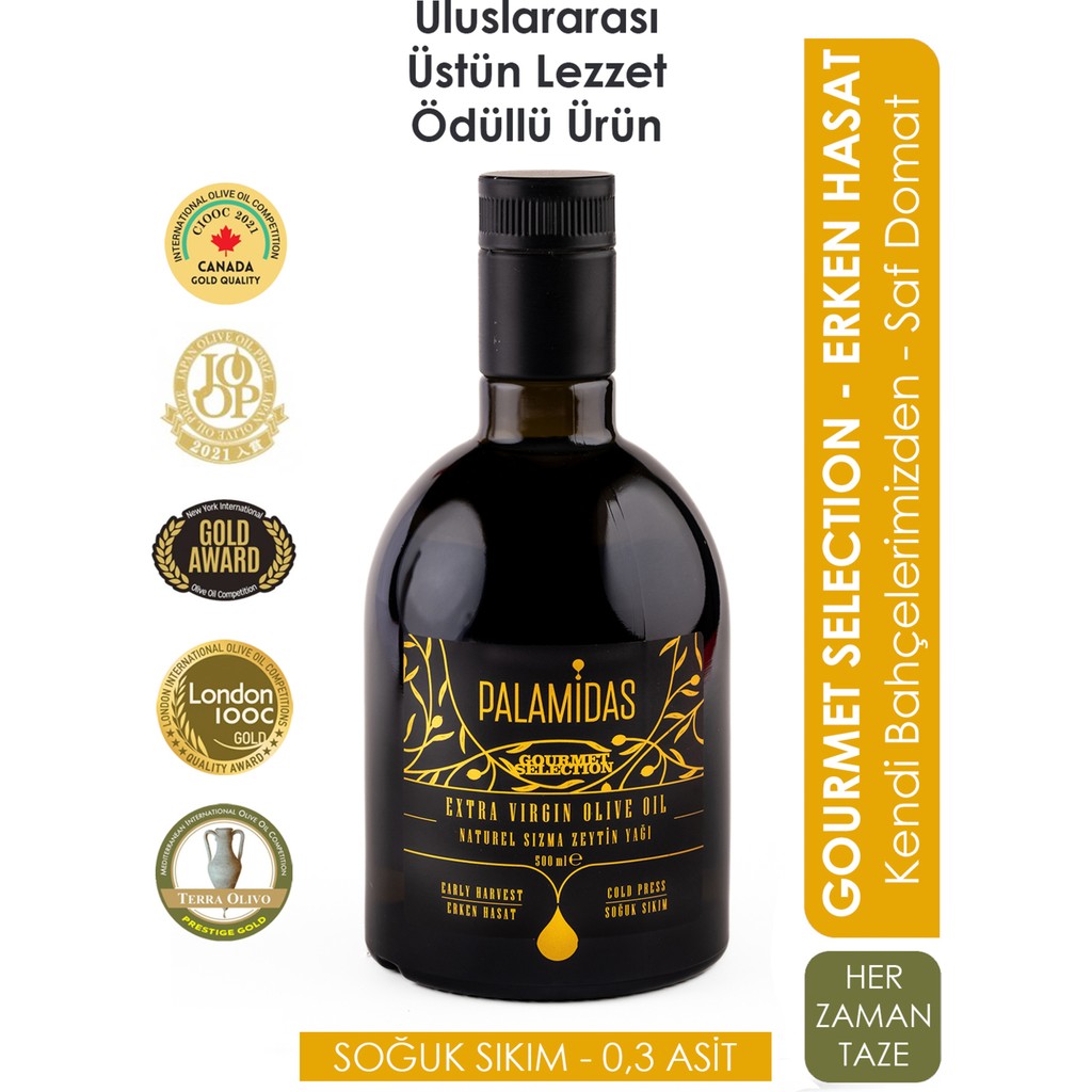 Palamidas 500 ml Domat Gourmet Selection Ödüllü Naturel Sızma Zeytinyağı 2025-2026 Yeni Hasat Diğer Fiyatı