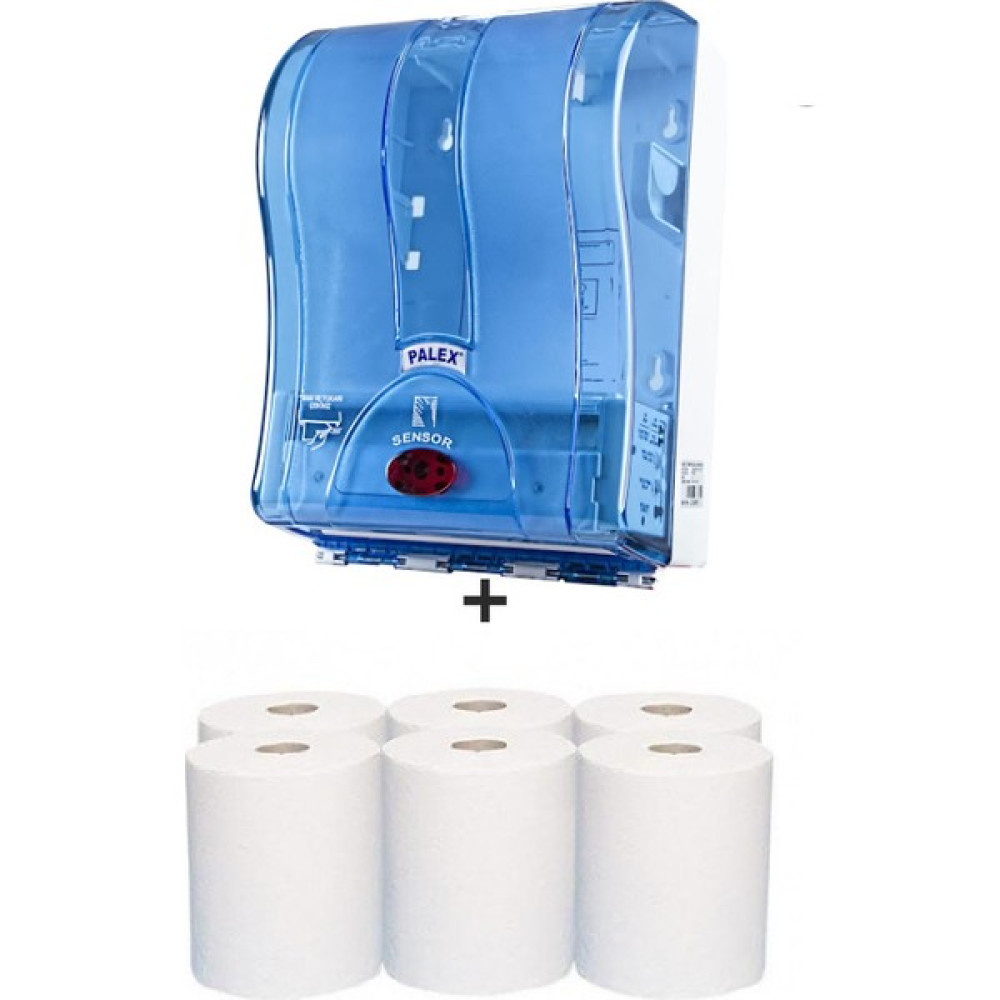 Palex - Sensörlü Hareketli Havlu Makinası + 6 Adet Uyumlu Havlu - Mavi Dispenser Fiyatı