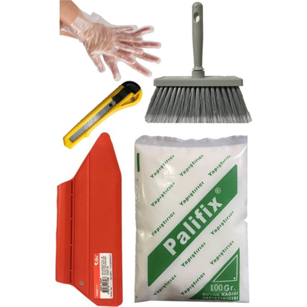 Palifix 5li Süperr Set Duvar Kağıdı Uygulama Seti Yapıştırıcısı /100 Gram Tutkal/spatula/fırça/falçata/eldiven Nalburiye & Hırdavat Fiyatı