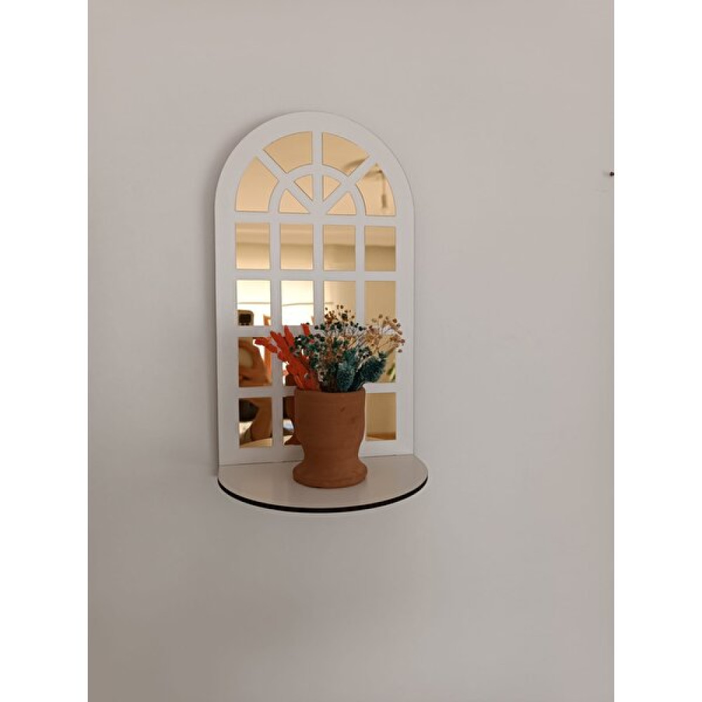 Palm Decor Hint Penceresi Duvar Rafı 4 mm Beyaz Mdf 1 mm Gold Aynalı Pleksi Modern, Şık, Dekoratif Kitaplık - Duvar Rafı & CD / DVD Rafı Fiyatı