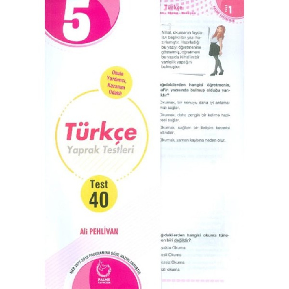 Palme Yayıncılık 5. Sınıf Türkçe Yaprak Test (40 Test) Yaprak Testler Fiyatı