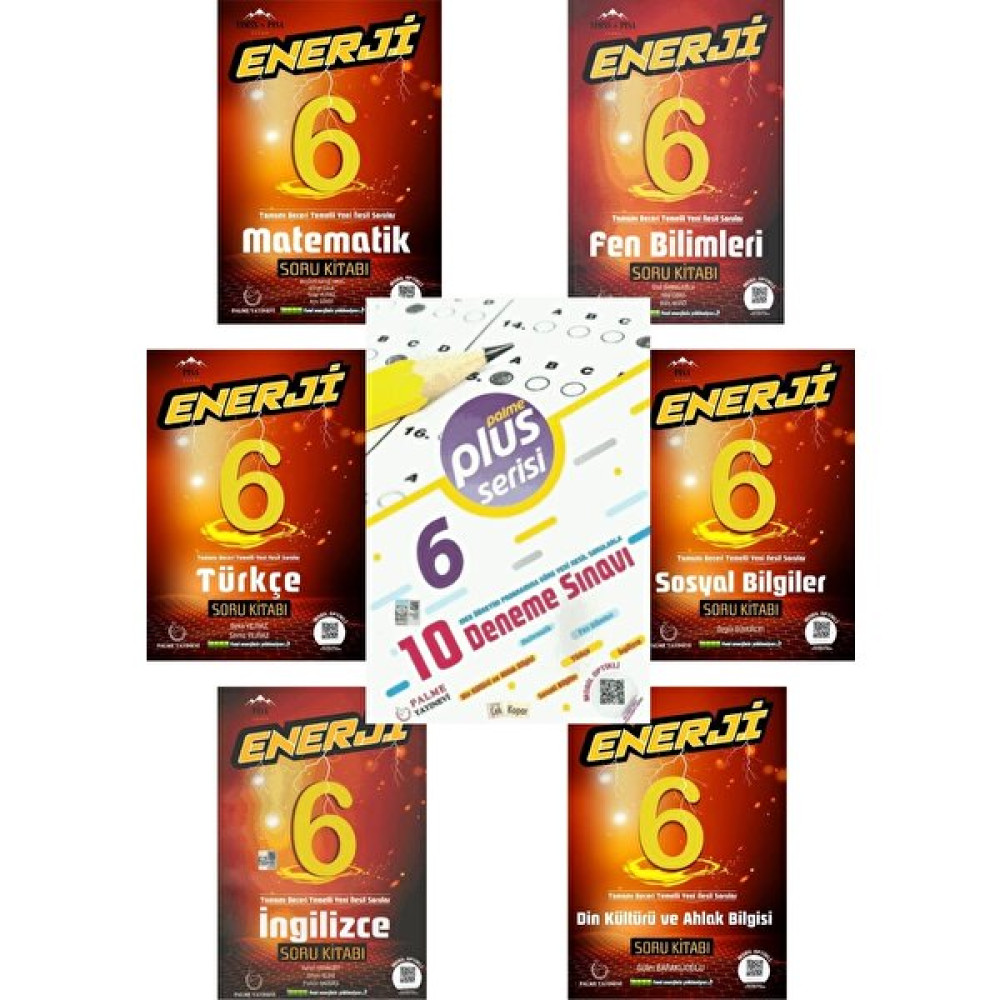 Palme Yayıncılık 6. Sınıf Enerji Tüm Dersler Soru Kitabı 6 Kitap Set ve Deneme Sınavı Kaynak Kitapları Fiyatı