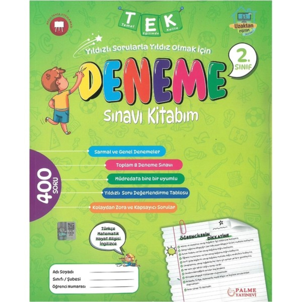 Palme Yayıncılık Palme 2. Sınıf Tüm Dersler 8'li Deneme Sınavı 400 Soru Kaynak Kitapları Fiyatı
