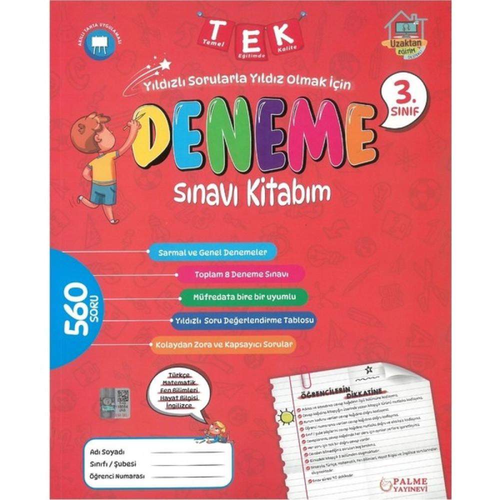 Palme Yayıncılık Palme 3. Sınıf Tüm Dersler 8'li Deneme Sınavı 560 Soru Kaynak Kitapları Fiyatı