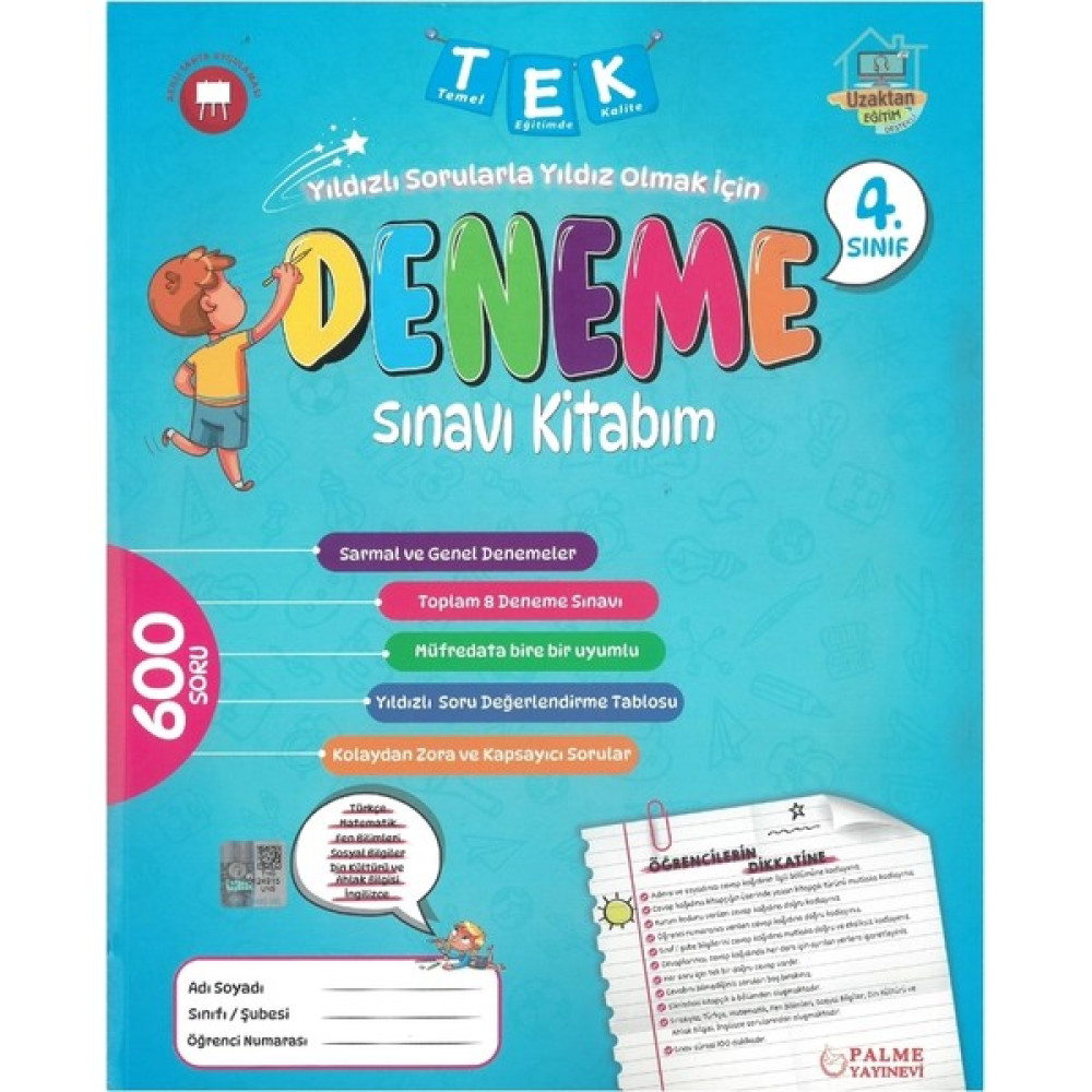 Palme Yayıncılık Palme 4. Sınıf Tüm Dersler 8'li Deneme Sınavı 600 Soru Kaynak Kitapları Fiyatı