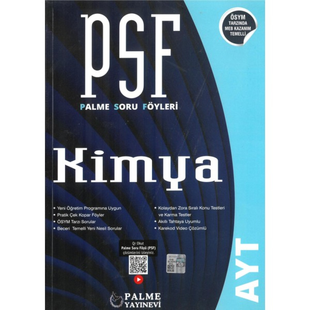 Palme Yayıncılık Palme AYT Kimya Palme Soru Föyleri Kaynak Kitapları Fiyatı