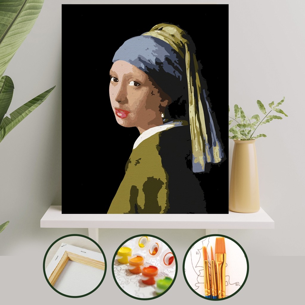 Palmiye Hobi Sanat 40x50 cm İnci Küpeli Kız Boyama Tuval Seti Fırça ve Boya Dahil Diğer Fiyatı