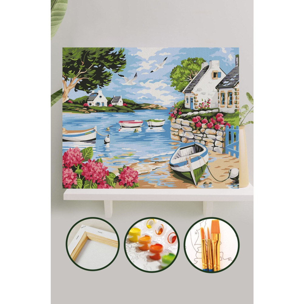 Palmiye Hobi Sanat Kırtasiye Sayılarla Boyama Tuval Seti Fırça Boya Dahil (Çıtalı) 40x50 CM - Kasaba Tuval Fiyatı