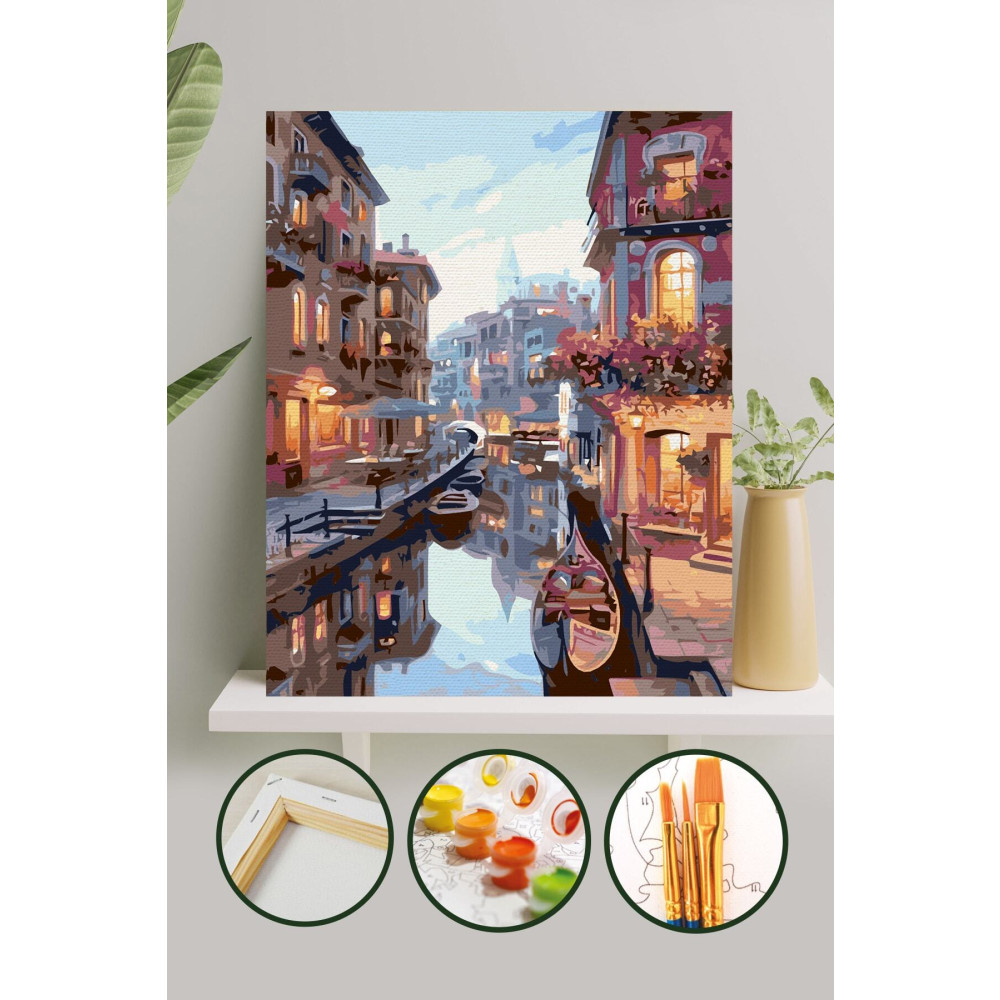Palmiye Hobi Sanat Kırtasiye Sayılarla Boyama Tuval Seti Fırça Boya Dahil (Çıtalı) 40x50 CM - Kayık Tuval Fiyatı