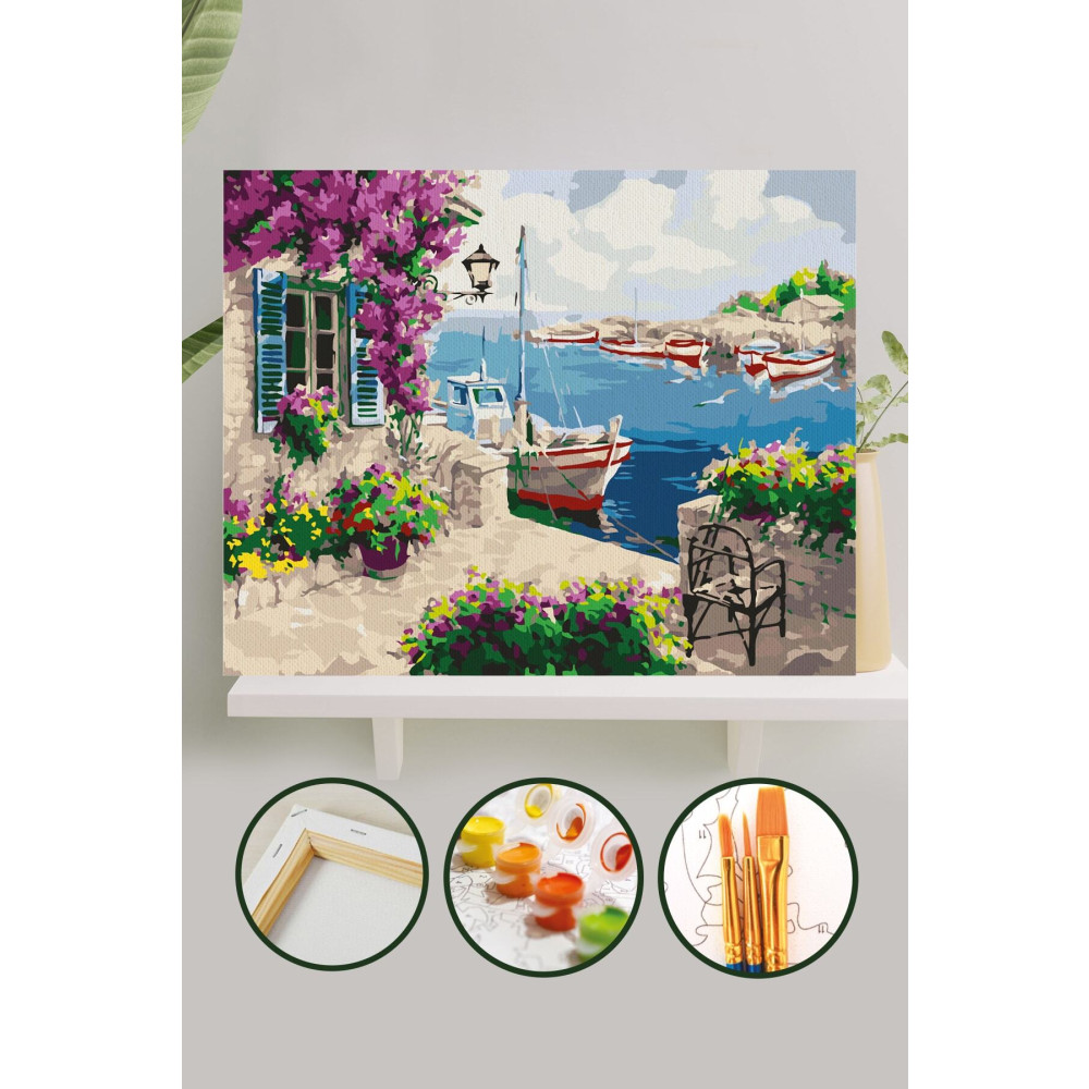 Palmiye Hobi Sanat Kırtasiye Sayılarla Boyama Tuval Seti Fırça Boya Dahil (Çıtalı) 40x50 CM - Mor Sümbül Tuval Fiyatı