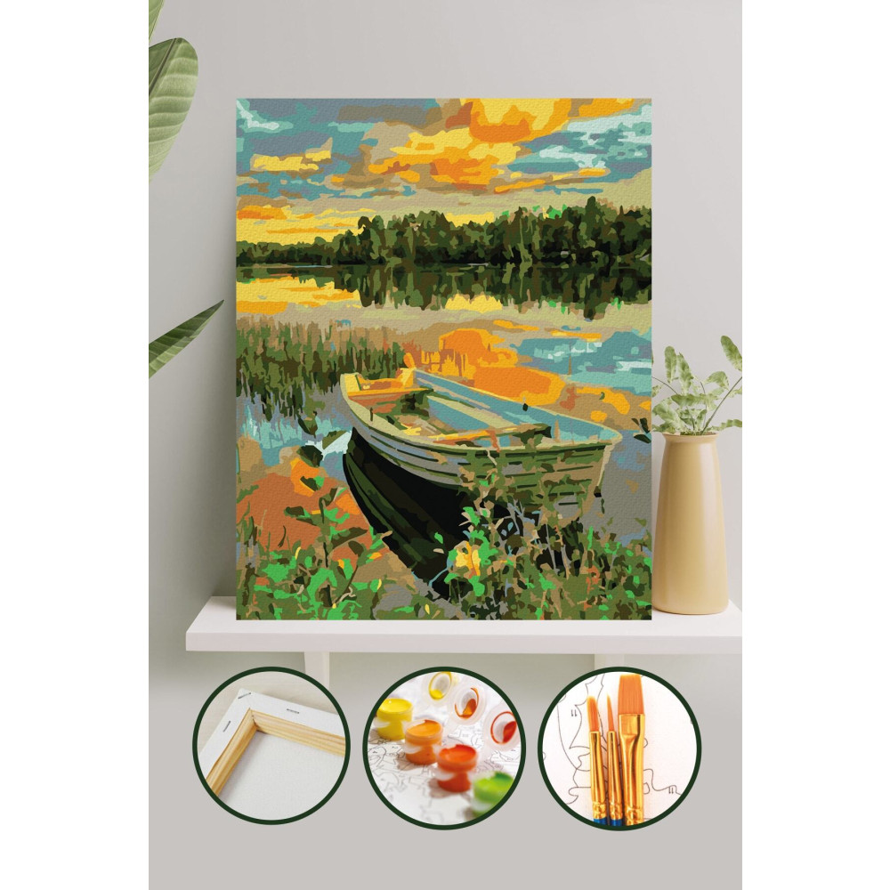 Palmiye Hobi Sanat Kırtasiye Sayılarla Boyama Tuval Seti Fırça Boya Dahil (Çıtalı) 40x50 CM - Sandal Tuval Fiyatı