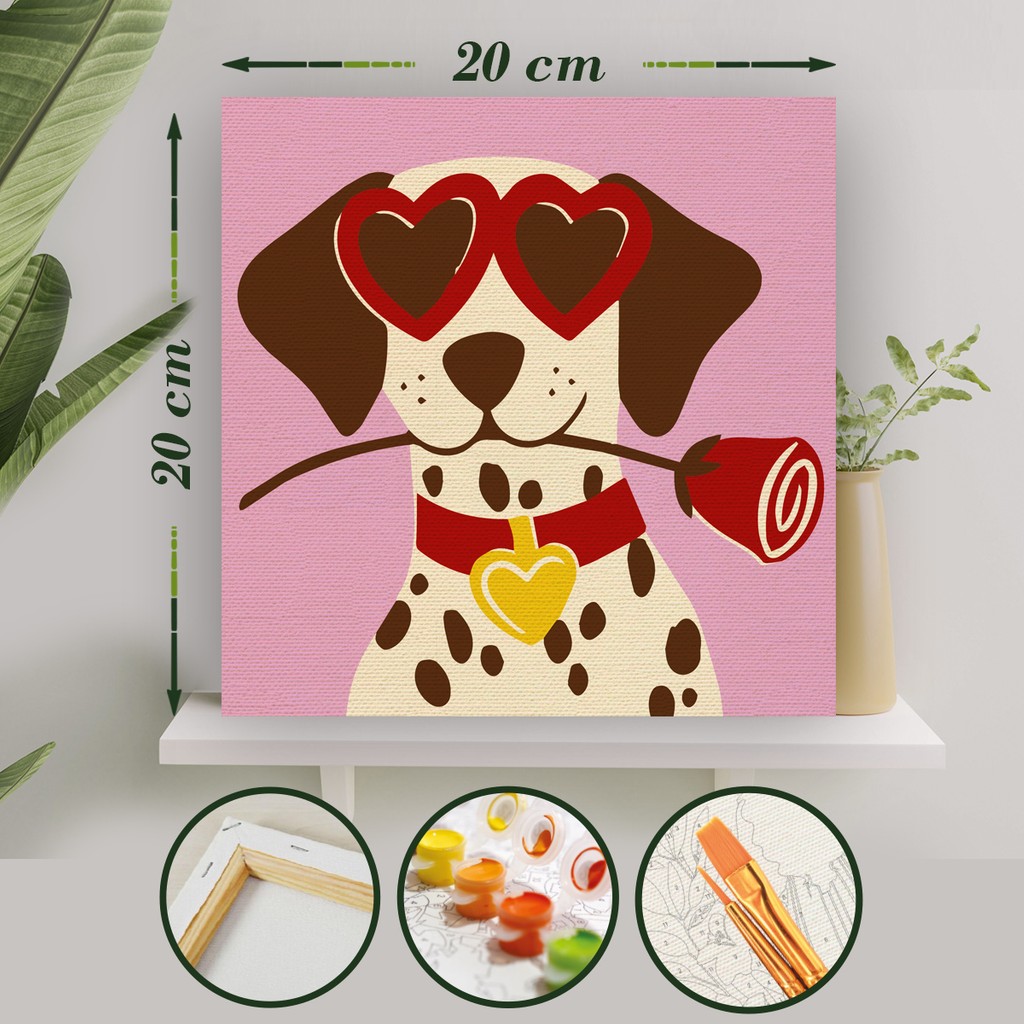 Palmiye Hobi Sanat Sayılarla Boyama 20X20 Tuval Seti Fırça Boya Dahil Çıtaya Gerili - Aşk Köpeği Diğer Fiyatı