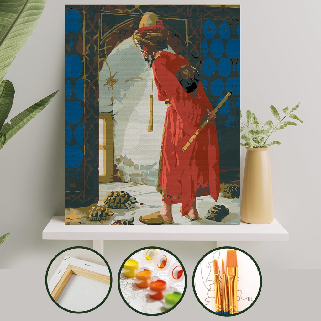 Palmiye Hobi Sanat Sayılarla Boyama 40X50 cm Tuval Seti Fırça Boya Dahil Çıtaya Gerili - Kaplumbağa Terbiyecisi Diğer Fiyatı
