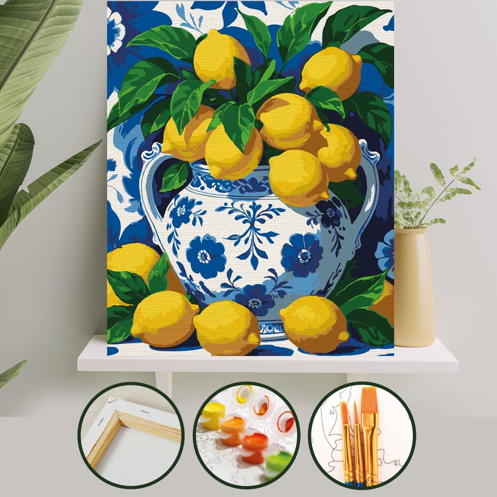 Palmiye Hobi Sanat Sayılarla Boyama 40X50 cm Tuval Seti Fırça Boya Dahil Çıtaya Gerili - Limonlar Diğer Fiyatı