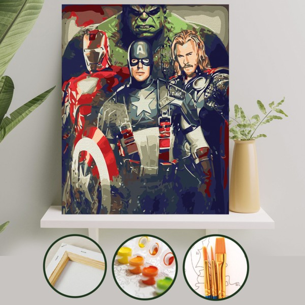 Palmiye Hobi Sanat Sayılarla Boyama Tuval Seti Fırça Boya Dahil (Çıtalı) 40x50 CM - Avengers Sanatsal Malzemeler Fiyatı