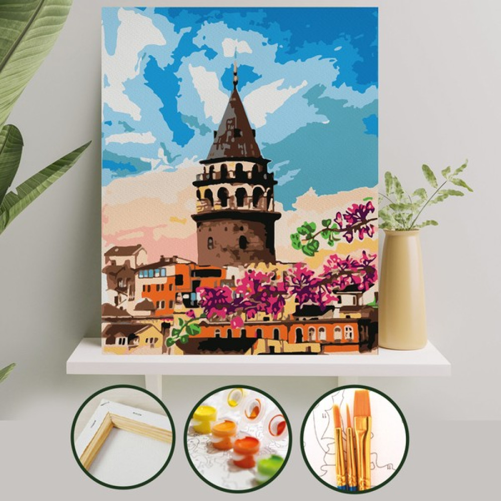 Palmiye Hobi Sanat Sayılarla Boyama Tuval Seti Fırça Boya Dahil (Çıtalı) 40x50 CM - Galata Sanatsal Malzemeler Fiyatı