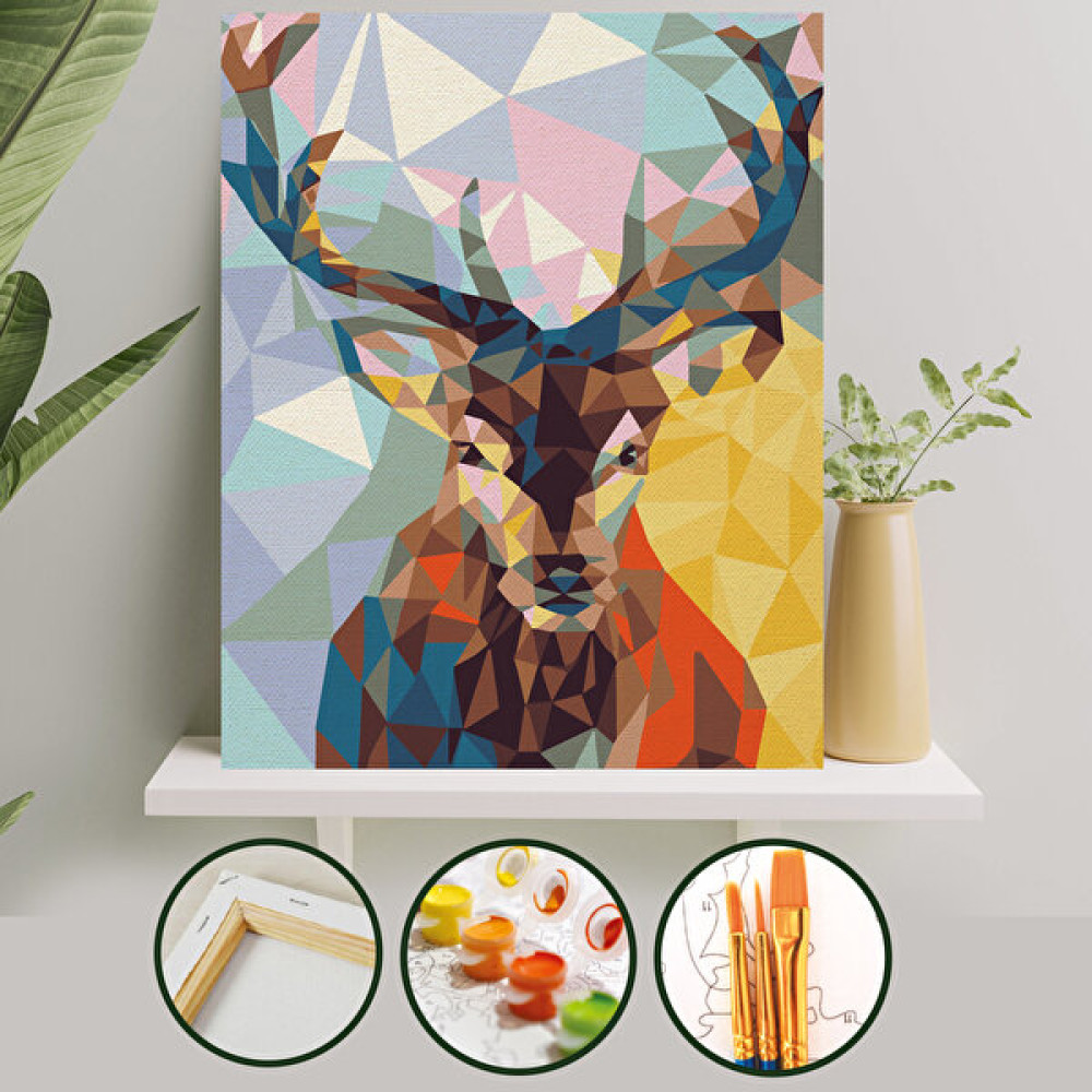 Palmiye Hobi Sanat Sayılarla Boyama Tuval Seti Fırça Boya Dahil (Çıtalı) 40x50 CM - Geyik Sanatsal Malzemeler Fiyatı