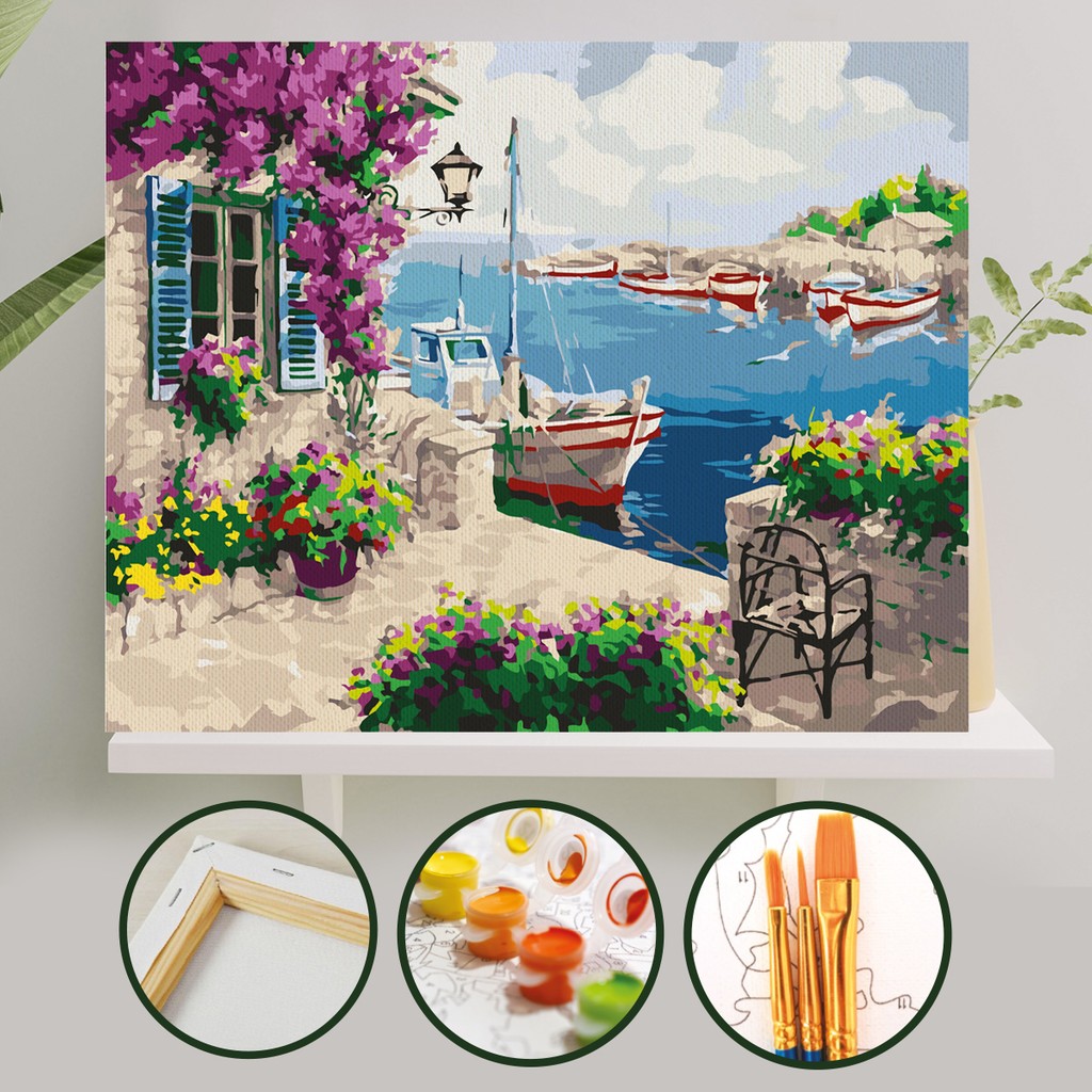 Palmiye Hobi Sanat Sayılarla Boyama Tuval Seti Fırça Boya Dahil (Çıtalı) 40x50 CM - Mor Sümbül Diğer Fiyatı