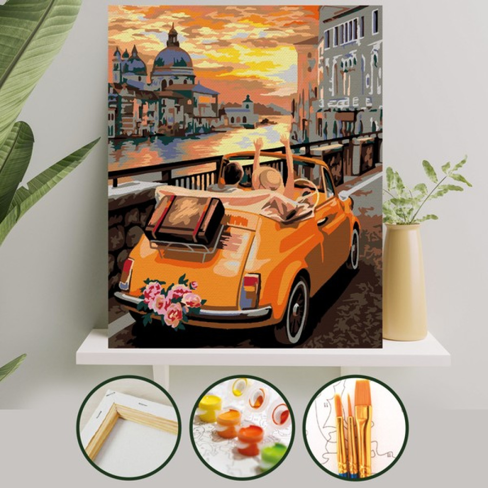 Palmiye Hobi Sanat Sayılarla Boyama Tuval Seti Fırça Boya Dahil (Çıtalı) 40X50 cm - Tatil Sanatsal Malzemeler Fiyatı