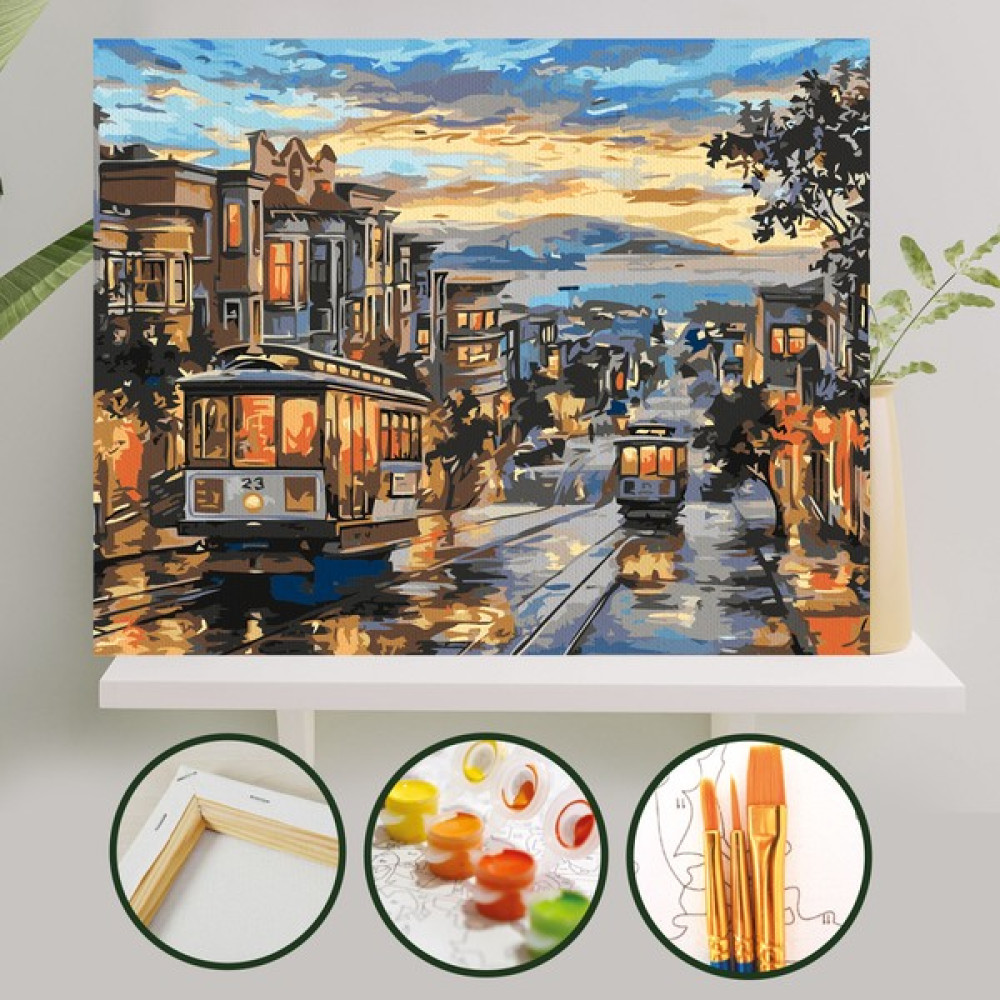 Palmiye Hobi Sanat Sayılarla Boyama Tuval Seti Fırça Boya Dahil (Çıtalı) 40x50 CM - Tramvay Sanatsal Malzemeler Fiyatı