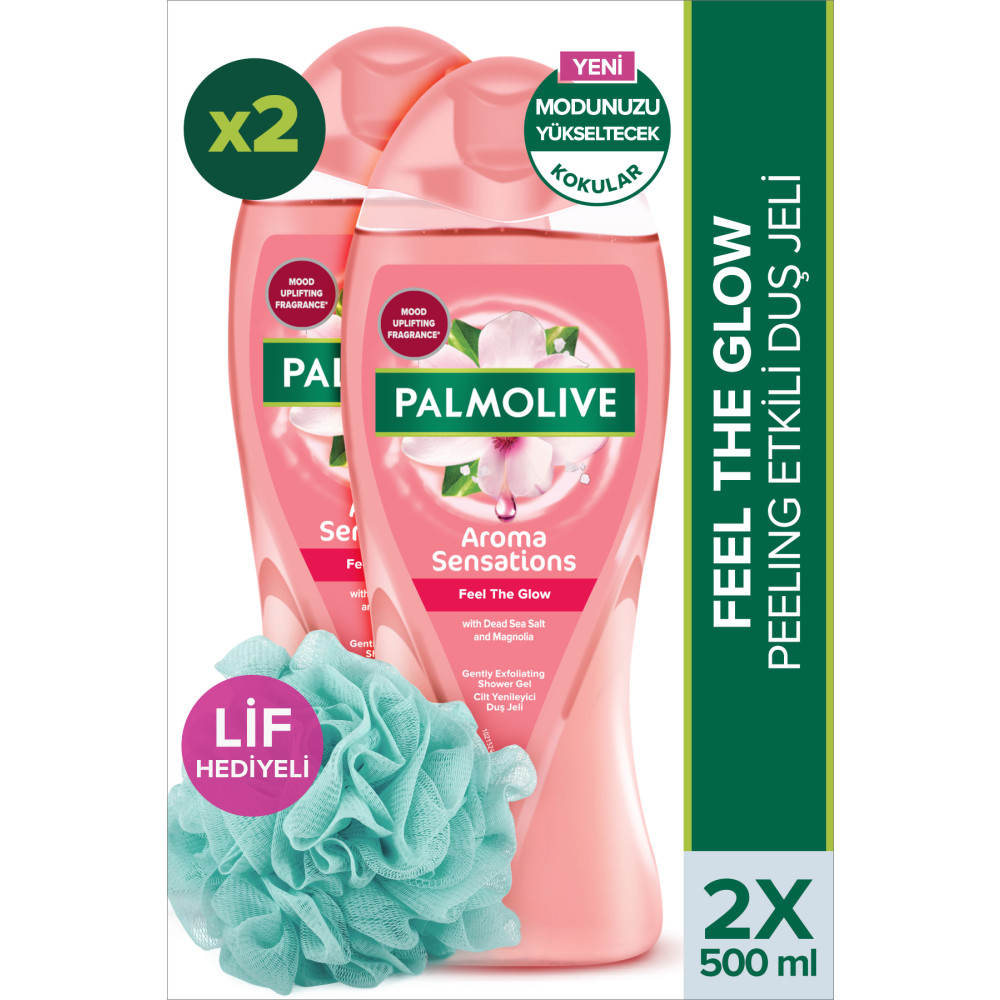 Palmolive Aroma Sensations Feel The Glow Banyo Ve Duş Jeli 500 ml X 2 Adet Duş Lifi Hediye Duş Jelleri ve Banyo Köpükleri Fiyatı