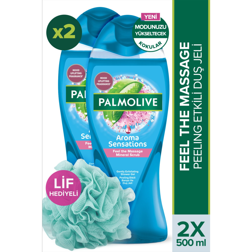 Palmolive Aroma Sensations Feel The Massage Banyo Ve Duş Jeli 500 ml X 2 Adet Duş Lifi Hediye Duş Jelleri ve Banyo Köpükleri Fiyatı