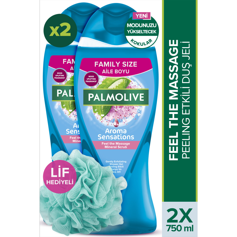 Palmolive Aroma Sensations Feel The Massage Banyo Ve Duş Jeli 750 ml X 2 Adet Duş Lifi Hediye Duş Jelleri ve Banyo Köpükleri Fiyatı
