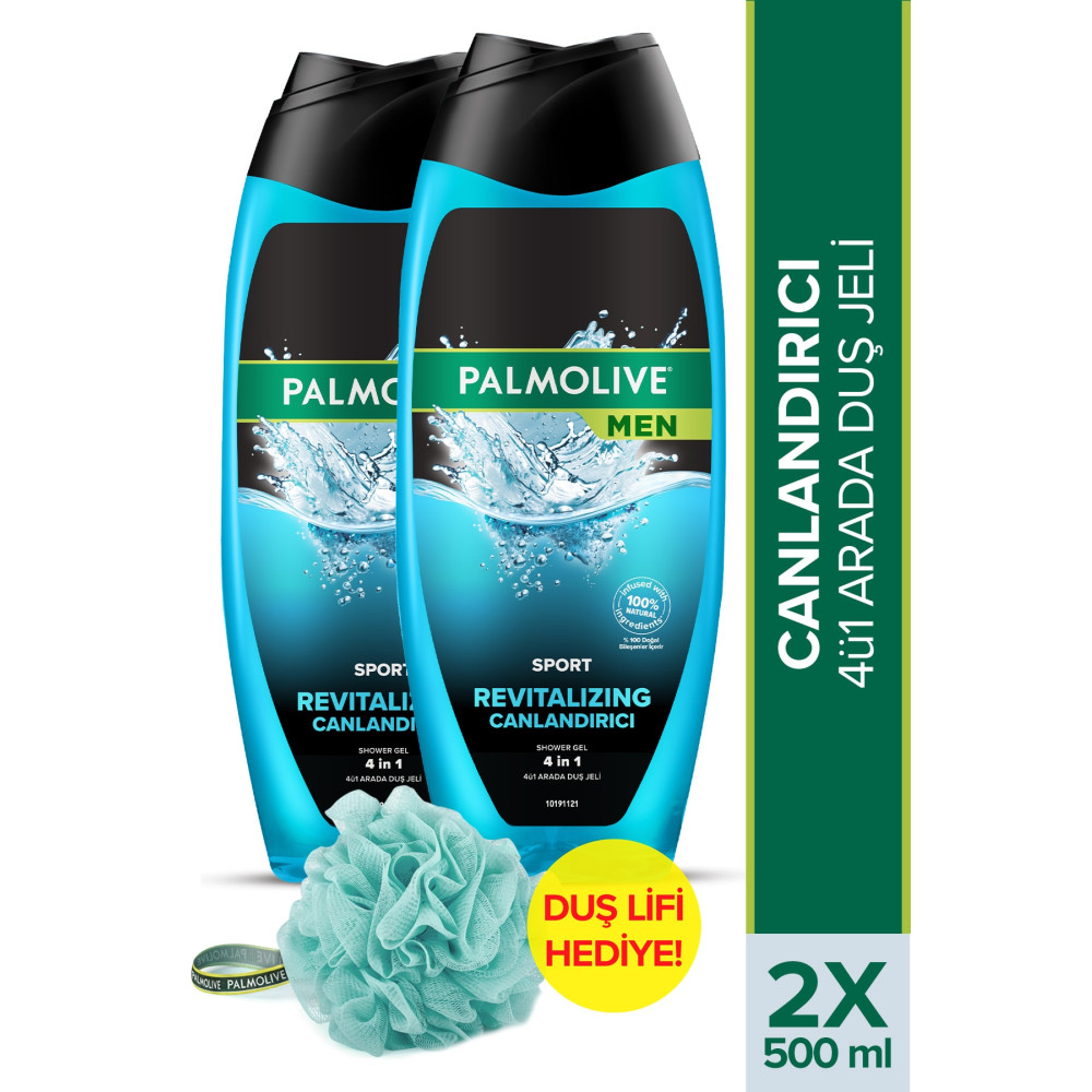 Palmolive Men Sport 4ü1 Arada Canlandırıcı Duş Jeli ve Şampuan 500 ml x2 Adet + Duş Lifi Hediye Duş Jelleri ve Banyo Köpükleri Fiyatı