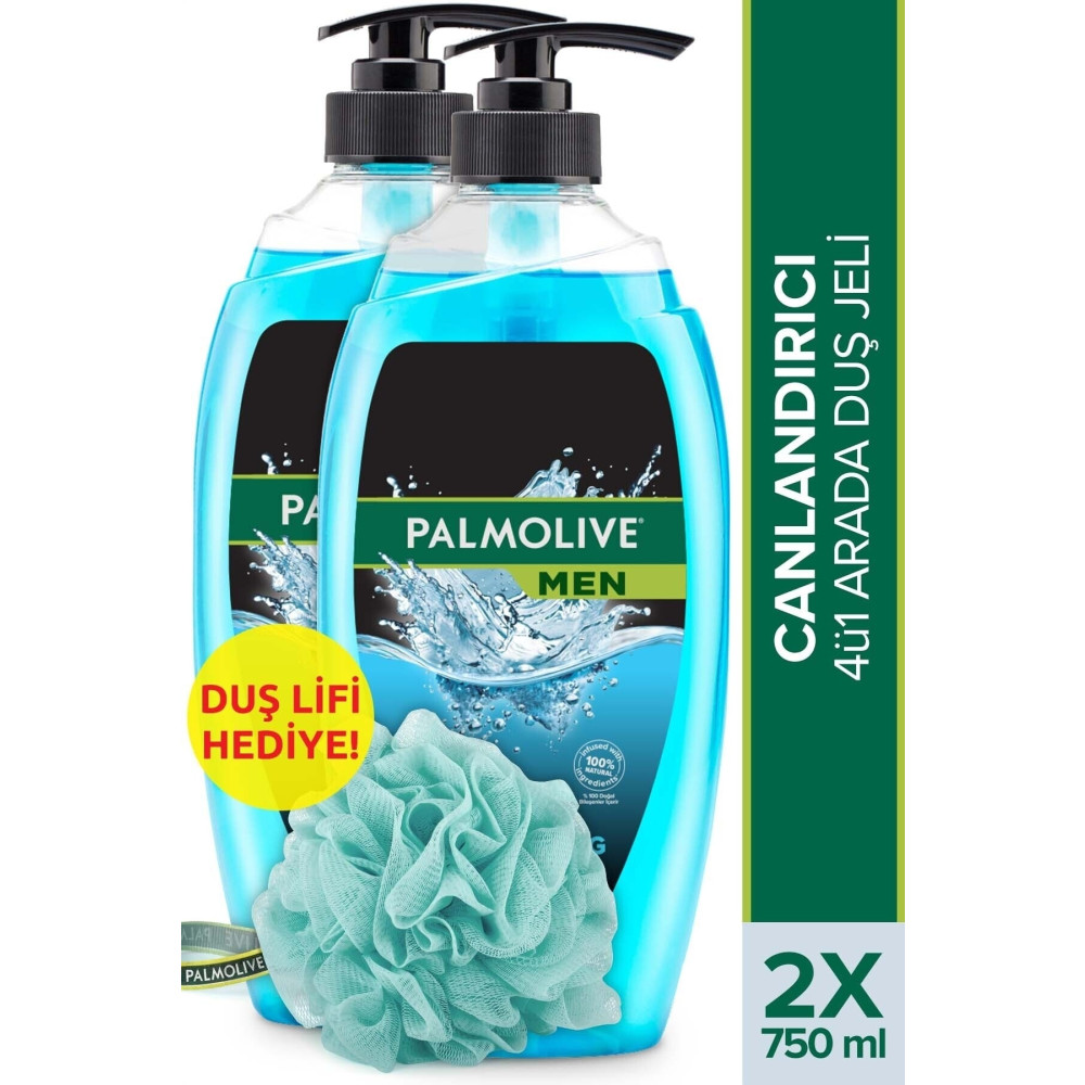 Palmolive Men Sport 4ü1 Arada Canlandırıcı Erkek Duş Jeli 750 ml X2 Adet Duş Lifi Hediye Duş Jelleri ve Banyo Köpükleri Fiyatı