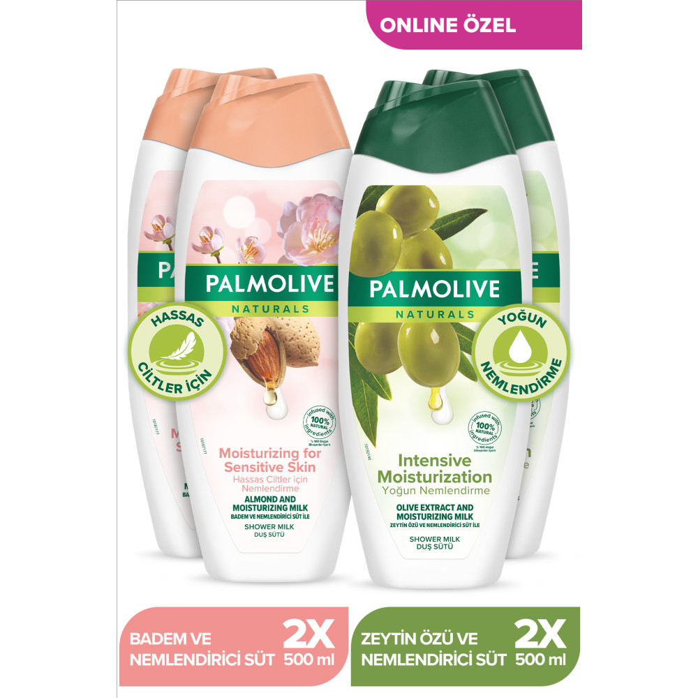 Palmolive Naturals Hassas Ciltler Için Badem Ve Yoğun Nemlendirici Zeytin Özü Duş Jeli 500 ml X4adet Duş Jelleri ve Banyo Köpükleri Fiyatı