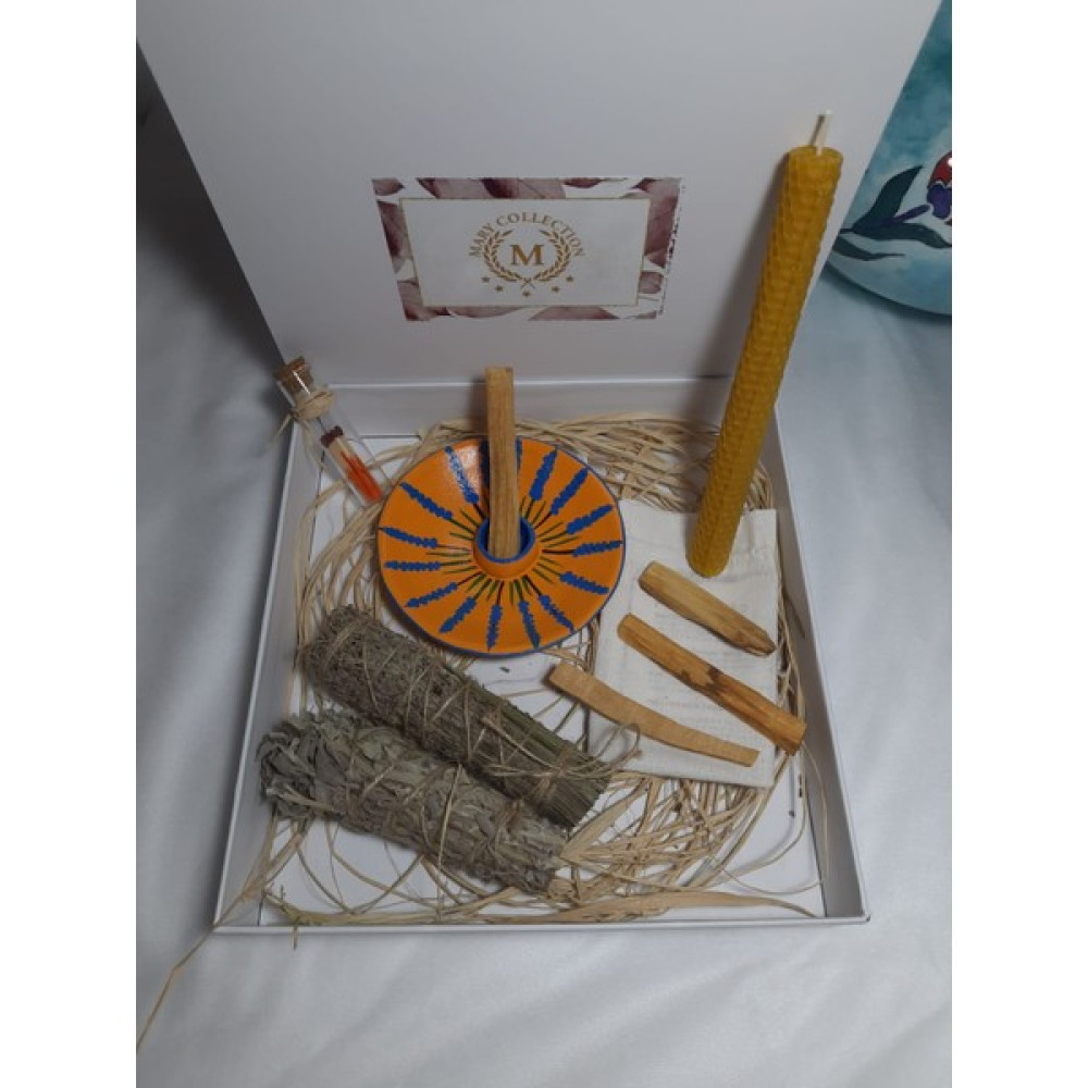Palo Santo Hediyelik Ritüel Set, Palo Santo, Adaçayı, Lavanta, Balmumu Mum, Kibrit, Tütsülük - Renkli - 1 Adet Dekoratif Mum Fiyatı