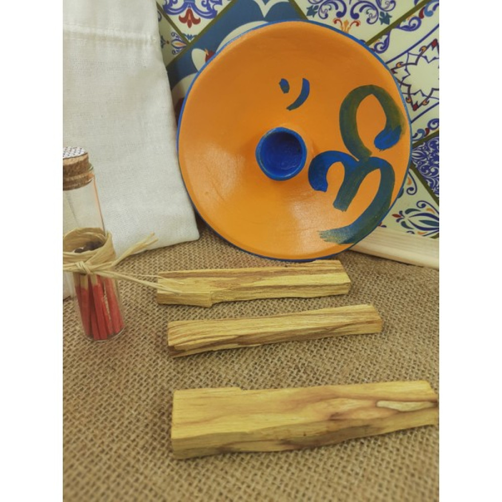Palo Santo Ve Seramik Tütsülük El Yapımı (Hand Made) - Aum Temalı - Sarı Dekoratif Mum Fiyatı