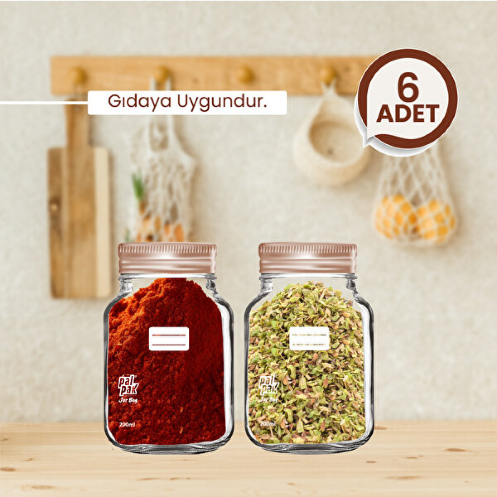 Palpak Bakır Metal Kapaklı Kavanoz Görünümlü Saklama Poşeti 6 ADET-200 ml Saklama Kapları Fiyatı