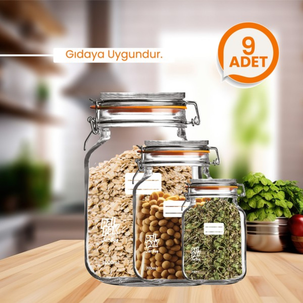 Palpak Klips Kapaklı Kavanoz Görünümlü Saklama Poşeti -9 Adet (3 Büyük 1000ML;3 Orta 700ML;3 Küçük 200 Ml) Saklama Kapları Fiyatı