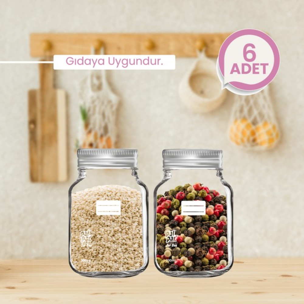 Palpak Mini Boy Gümüş Metal Kapaklı Kavanoz Görünümlü Saklama Poşeti-6 ADET-200 ml Saklama Kapları Fiyatı