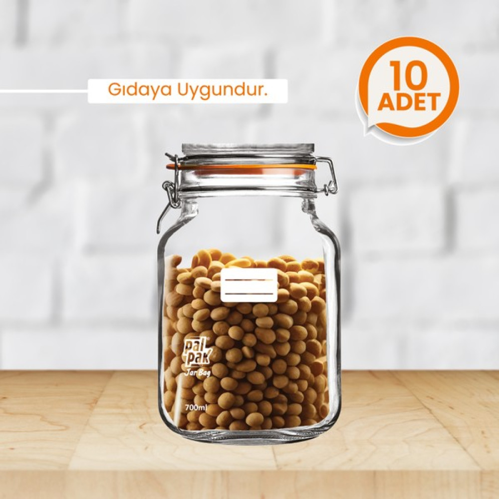 Palpak Orta Boy Klips Kapaklı Kavanoz Görünümlü Saklama Poşeti-10 ADET-700ML Saklama Kapları Fiyatı